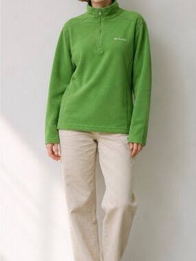 Columbia Sportswear Green Quarter Zip Microfleece Sweater